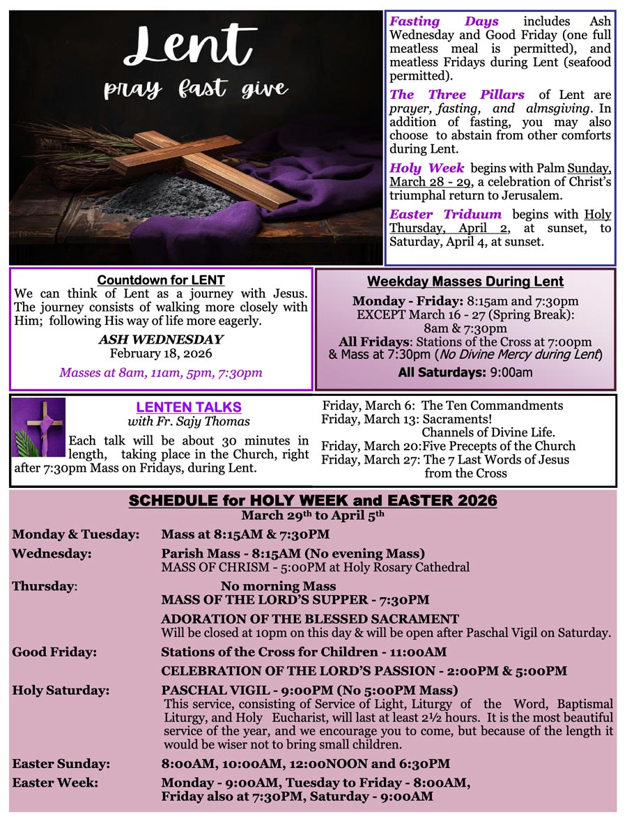 St. Paul's Parish Holy Week Schedule 2026