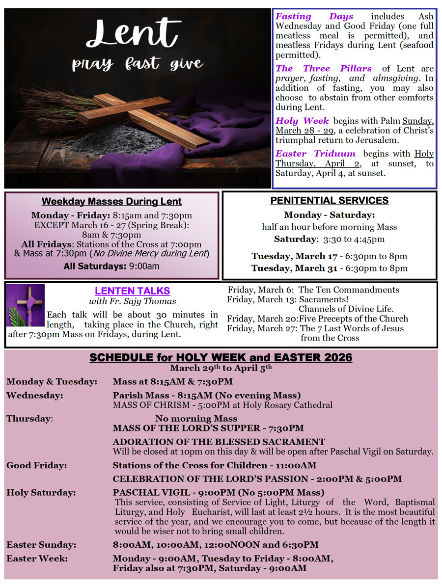 St. Paul's Parish Holy Week Schedule 2026